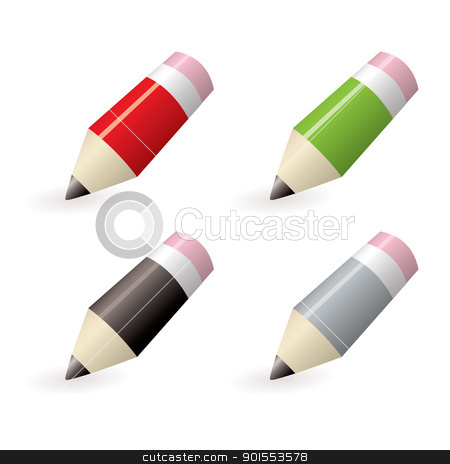 To use this stock image in your creative project, please select the size you need over to the right and click the "Add to Cart" button.
Your downloaded image will come with the Cutcaster watermark removed so don’t worry about the watermark you see on this page. Pencil collection stock vector clipart, Red black green and silver lead pencil icons with eraser by Michael Travers