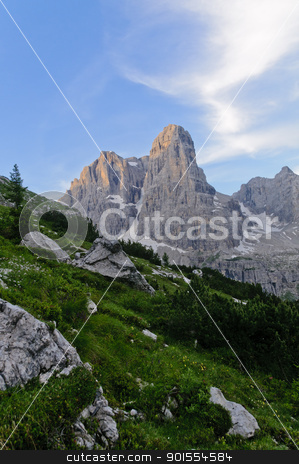 To use this stock image in your creative project, please select the size you need over to the right and click the "Add to Cart" button.
Your downloaded image will come with the Cutcaster watermark removed so don’t worry about the watermark you see on this page. Italian Dolomites landscape stock photo, Italian Dolomites landscape: Tosa Peak view on a sunny Summer morning by Alessandro Rizzolli