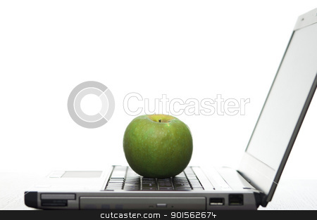 To use this stock image in your creative project, please select the size you need over to the right and click the "Add to Cart" button.
Your downloaded image will come with the Cutcaster watermark removed so don’t worry about the watermark you see on this page. Computer Education stock photo, Open laptop sideways on with a fresh red apple creating a elearning concept. by Stephen Gibson