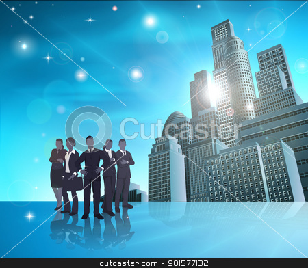To use this stock image in your creative project, please select the size you need over to the right and click the "Add to Cart" button.
Your downloaded image will come with the Cutcaster watermark removed so don’t worry about the watermark you see on this page. Professional team blue city illustration stock vector clipart, Business team of in front of modern city background.
by Christos Georghiou