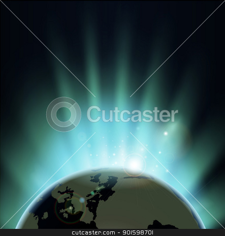 To use this stock image in your creative project, please select the size you need over to the right and click the "Add to Cart" button.
Your downloaded image will come with the Cutcaster watermark removed so don’t worry about the watermark you see on this page. Sun rise background stock vector clipart, Background with rays of sun rising or setting over the earth. Europe and Africa in front.
by Christos Georghiou
