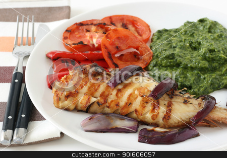 To use this stock image in your creative project, please select the size you need over to the right and click the "Add to Cart" button.
Your downloaded image will come with the Cutcaster watermark removed so don’t worry about the watermark you see on this page. fried fish with spinach stock photo, fried fish with spinach by nataliamylova