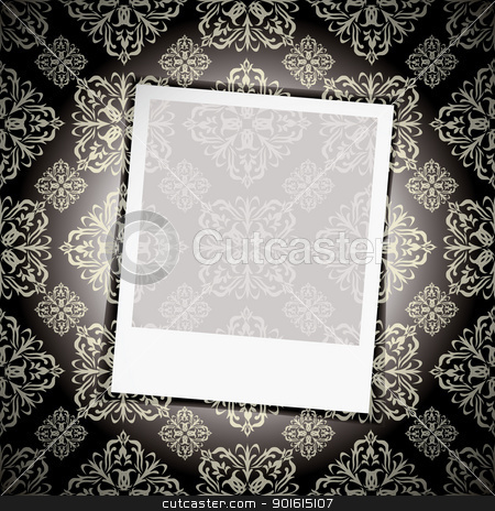 To use this stock image in your creative project, please select the size you need over to the right and click the "Add to Cart" button.
Your downloaded image will come with the Cutcaster watermark removed so don’t worry about the watermark you see on this page. Floral wallpaper instant photo stock vector clipart, Black floral wallpaper background with instant photograph by Michael Travers