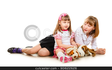 To use this stock image in your creative project, please select the size you need over to the right and click the "Add to Cart" button.
Your downloaded image will come with the Cutcaster watermark removed so don’t worry about the watermark you see on this page. Cute Sisters stock photo, cute little sisters portrait, close up, isolated on white by Petr Malyshev