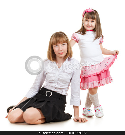To use this stock image in your creative project, please select the size you need over to the right and click the "Add to Cart" button.
Your downloaded image will come with the Cutcaster watermark removed so don’t worry about the watermark you see on this page. Cute Sisters stock photo, cute little sisters portrait, close up, isolated on white by Petr Malyshev