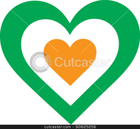 To use this stock image in your creative project, please select the size you need over to the right and click the "Add to Cart" button.
Your downloaded image will come with the Cutcaster watermark removed so don’t worry about the watermark you see on this page. Irish Heart stock vector clipart, A concentric, heart shaped design, with national symbolism evocative of Ireland. by Maria Bell