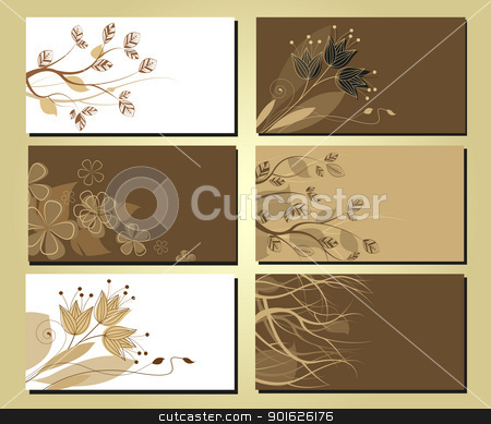 To use this stock image in your creative project, please select the size you need over to the right and click the "Add to Cart" button.
Your downloaded image will come with the Cutcaster watermark removed so don’t worry about the watermark you see on this page. business cards 14 stock vector clipart, business cards with a floral motif and tree branches by Miroslava Hlavacova