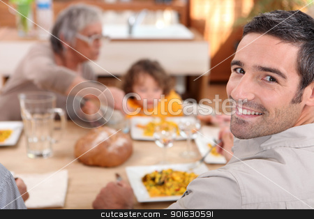 To use this stock image in your creative project, please select the size you need over to the right and click the "Add to Cart" button.
Your downloaded image will come with the Cutcaster watermark removed so don’t worry about the watermark you see on this page. Family meal stock photo, Family meal by photography33
