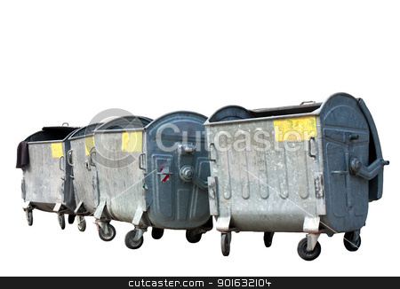 To use this stock image in your creative project, please select the size you need over to the right and click the "Add to Cart" button.
Your downloaded image will come with the Cutcaster watermark removed so don’t worry about the watermark you see on this page. Garbage containers stock photo, Group of old metal garbage or trash containers.Isolated on white background by borojoint