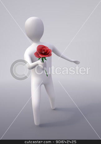 To use this stock image in your creative project, please select the size you need over to the right and click the "Add to Cart" button.
Your downloaded image will come with the Cutcaster watermark removed so don’t worry about the watermark you see on this page. character with a red rose stock photo, CG abstract character with a red rose by Mopic