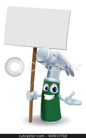 To use this stock image in your creative project, please select the size you need over to the right and click the "Add to Cart" button.
Your downloaded image will come with the Cutcaster watermark removed so don’t worry about the watermark you see on this page. Hammer mascot holding sign stock vector clipart, Claw hammer tool cartoon character mascot illustration holding a sign post
by Christos Georghiou