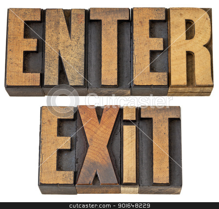 To use this stock image in your creative project, please select the size you need over to the right and click the "Add to Cart" button.
Your downloaded image will come with the Cutcaster watermark removed so don’t worry about the watermark you see on this page. enter and exit words in wood type stock photo, enter and exit - isolated words in vintage letterpress wood type by Marek Uliasz
