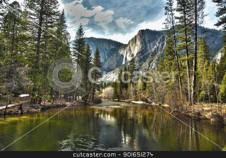 To use this stock image in your creative project, please select the size you need over to the right and click the "Add to Cart" button.
Your downloaded image will come with the Cutcaster watermark removed so don’t worry about the watermark you see on this page. Yosemite River and Upper Falls HDR stock photo, Dramatic Yosemite River and Upper Falls HDR Image. by Andy Dean