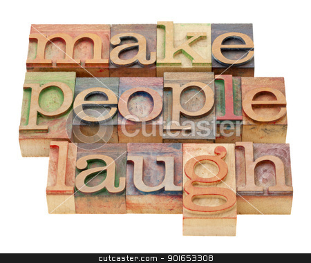 To use this stock image in your creative project, please select the size you need over to the right and click the "Add to Cart" button.
Your downloaded image will come with the Cutcaster watermark removed so don’t worry about the watermark you see on this page. make people laugh stock photo, make people laugh - isolated phrase in vintage letterpress wood type by Marek Uliasz