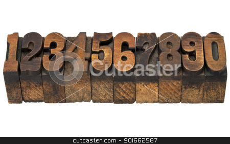 To use this stock image in your creative project, please select the size you need over to the right and click the "Add to Cart" button.
Your downloaded image will come with the Cutcaster watermark removed so don’t worry about the watermark you see on this page. numbers in antique letterpress type stock photo, ten numbers from zero to nine in isolated vintage wood letterpress printing blocks, French Clarendon face popular in western movies and memorabilia by Marek Uliasz