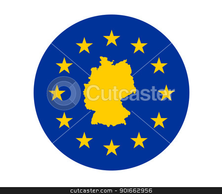 To use this stock image in your creative project, please select the size you need over to the right and click the "Add to Cart" button.
Your downloaded image will come with the Cutcaster watermark removed so don’t worry about the watermark you see on this page. Germany European flag stock photo, Map of Germany on European Union flag with yellow stars. by Martin Crowdy