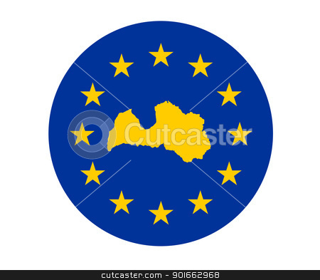 To use this stock image in your creative project, please select the size you need over to the right and click the "Add to Cart" button.
Your downloaded image will come with the Cutcaster watermark removed so don’t worry about the watermark you see on this page. Latvia European flag stock photo, Map of Latvia on European Union flag with yellow stars. by Martin Crowdy