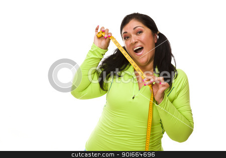 To use this stock image in your creative project, please select the size you need over to the right and click the "Add to Cart" button.
Your downloaded image will come with the Cutcaster watermark removed so don’t worry about the watermark you see on this page. Hispanic Woman In Workout Clothes with Tape Measure stock photo, Attractive Middle Aged Hispanic Woman In Workout Clothes Showing off Her Tape Measure Against a White Background. by Andy Dean
