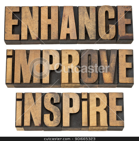 To use this stock image in your creative project, please select the size you need over to the right and click the "Add to Cart" button.
Your downloaded image will come with the Cutcaster watermark removed so don’t worry about the watermark you see on this page. enhance, improve, inspire stock photo, enhance, improve, inspire - a collage of isolated motivational word in vintage letterpress wood type by Marek Uliasz