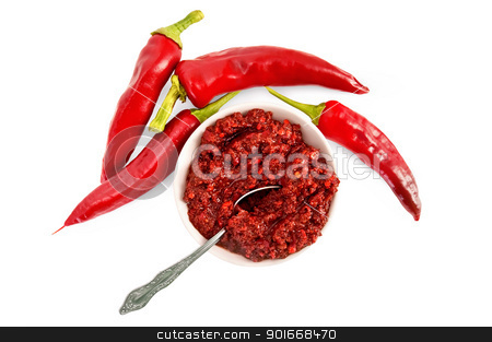 To use this stock image in your creative project, please select the size you need over to the right and click the "Add to Cart" button.
Your downloaded image will come with the Cutcaster watermark removed so don’t worry about the watermark you see on this page. Adjika in a white cup with hot pepper stock photo, Tabasco in a white cup with a silver spoon, fresh red hot peppers isolated on white background by rezkrr