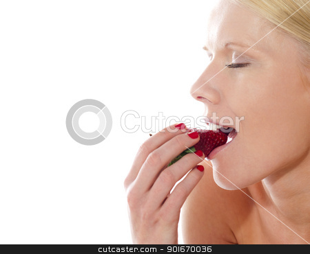 To use this stock image in your creative project, please select the size you need over to the right and click the "Add to Cart" button.
Your downloaded image will come with the Cutcaster watermark removed so don’t worry about the watermark you see on this page. Young beautiful caucasian lady tasting yummy strawberry stock photo, Young beautiful caucasian lady tasting yummy strawberry, closeup shot by Ishay Botbol