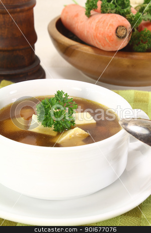 To use this stock image in your creative project, please select the size you need over to the right and click the "Add to Cart" button.
Your downloaded image will come with the Cutcaster watermark removed so don’t worry about the watermark you see on this page. Beef consomme with greens stock photo, Beef consomme with fresh soup vegetables, egg and parsley by Maren Wischnewski