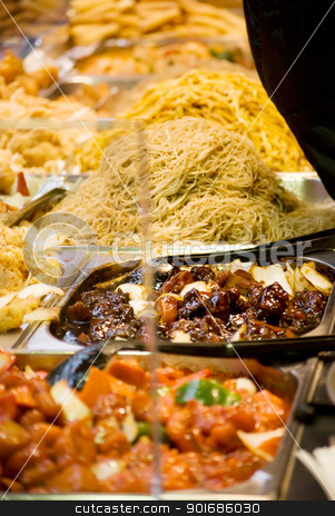 To use this stock image in your creative project, please select the size you need over to the right and click the "Add to Cart" button.
Your downloaded image will come with the Cutcaster watermark removed so don’t worry about the watermark you see on this page. oriental food stock photo, Freshly prepared oriental dishes on a market stall by Desislava Dimitrova