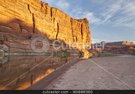 To use this stock image in your creative project, please select the size you need over to the right and click the "Add to Cart" button.
Your downloaded image will come with the Cutcaster watermark removed so don’t worry about the watermark you see on this page. Colorado River in Canyonlands stock photo, Colorado River at sunrise in Canyonlands National Park with rock cliffs and sandbar by Marek Uliasz