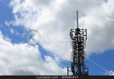 To use this stock image in your creative project, please select the size you need over to the right and click the "Add to Cart" button.
Your downloaded image will come with the Cutcaster watermark removed so don’t worry about the watermark you see on this page. Telecommunications mast or tower stock photo, Modern telecommunications mast or tower with blue sky and cloudscape background. by Martin Crowdy