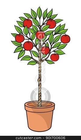 To use this stock image in your creative project, please select the size you need over to the right and click the "Add to Cart" button.
Your downloaded image will come with the Cutcaster watermark removed so don’t worry about the watermark you see on this page. Apple tree stock vector clipart, Decorative apple tree with red apples in plant pot. by fractal.gr