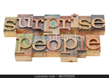 To use this stock image in your creative project, please select the size you need over to the right and click the "Add to Cart" button.
Your downloaded image will come with the Cutcaster watermark removed so don’t worry about the watermark you see on this page. surprise people in wood type stock photo, surprise people - advice - isolated text in vintage letterpress wood type stained by color inks by Marek Uliasz