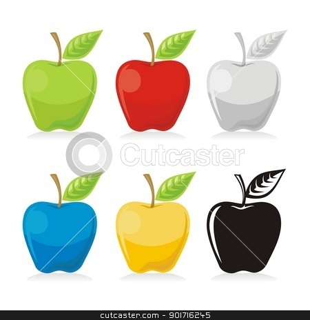 To use this stock image in your creative project, please select the size you need over to the right and click the "Add to Cart" button.
Your downloaded image will come with the Cutcaster watermark removed so don’t worry about the watermark you see on this page. Apple icons stock vector clipart, Apple with leaf icon in colored versions isolated on white background. by fractal.gr