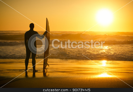 To use this stock image in your creative project, please select the size you need over to the right and click the "Add to Cart" button.
Your downloaded image will come with the Cutcaster watermark removed so don’t worry about the watermark you see on this page. A surfer watching the waves stock photo, A surfer watching the waves at sunset in Portugal. by Homydesign