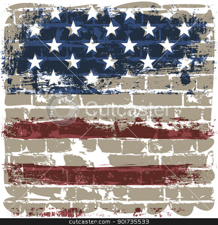 To use this stock image in your creative project, please select the size you need over to the right and click the "Add to Cart" button.
Your downloaded image will come with the Cutcaster watermark removed so don’t worry about the watermark you see on this page. The American flag against a brick wall. stock vector clipart, The American flag symbol against a brick wall. by pashabo