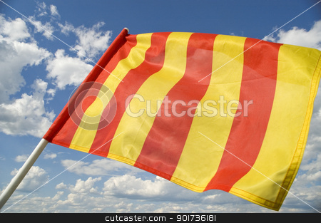 To use this stock image in your creative project, please select the size you need over to the right and click the "Add to Cart" button.
Your downloaded image will come with the Cutcaster watermark removed so don’t worry about the watermark you see on this page. Yellow flag. stock photo, Yellow flag on a background of the dark blue sky with clouds. by Yury Ponomarev