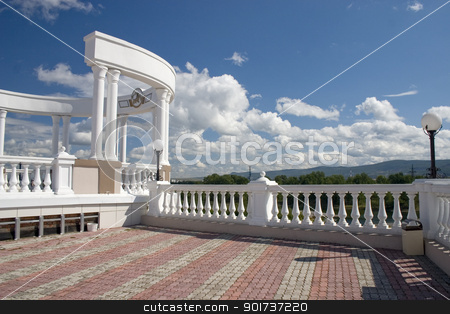 To use this stock image in your creative project, please select the size you need over to the right and click the "Add to Cart" button.
Your downloaded image will come with the Cutcaster watermark removed so don’t worry about the watermark you see on this page. Arch with white columns and balustrade. stock photo, Arch with white columns on a background of the dark blue sky. by Yury Ponomarev