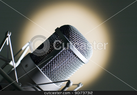 To use this stock image in your creative project, please select the size you need over to the right and click the "Add to Cart" button.
Your downloaded image will come with the Cutcaster watermark removed so don’t worry about the watermark you see on this page. Microphone. stock photo, Microphone in studio. by Yury Ponomarev