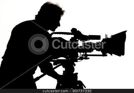 To use this stock image in your creative project, please select the size you need over to the right and click the "Add to Cart" button.
Your downloaded image will come with the Cutcaster watermark removed so don’t worry about the watermark you see on this page. Studio light on location for movie scene. stock photo, Cameraman silhouette and cameras. by Yury Ponomarev