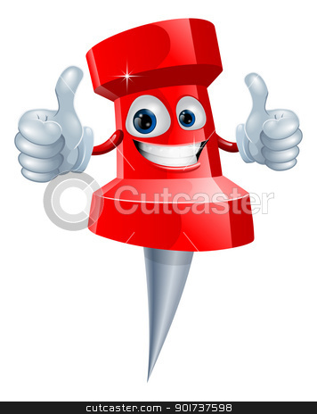 To use this stock image in your creative project, please select the size you need over to the right and click the "Add to Cart" button.
Your downloaded image will come with the Cutcaster watermark removed so don’t worry about the watermark you see on this page. Push pin man stock vector clipart, A red happy red cute push pin man giving a double thumbs up by Christos Georghiou