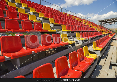 To use this stock image in your creative project, please select the size you need over to the right and click the "Add to Cart" button.
Your downloaded image will come with the Cutcaster watermark removed so don’t worry about the watermark you see on this page. Lines of color seats. stock photo, Red and yellow seats on a background of the sky with clouds.
by Yury Ponomarev