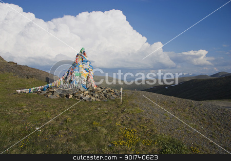 To use this stock image in your creative project, please select the size you need over to the right and click the "Add to Cart" button.
Your downloaded image will come with the Cutcaster watermark removed so don’t worry about the watermark you see on this page. Prayer flags. stock photo, Colorful prayer flags in mountains. by Yury Ponomarev
