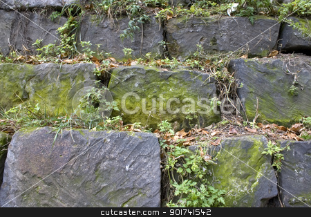 To use this stock image in your creative project, please select the size you need over to the right and click the "Add to Cart" button.
Your downloaded image will come with the Cutcaster watermark removed so don’t worry about the watermark you see on this page. Wall from a natural stone. stock photo, Stone wall, green grass, yellow sheet. by Yury Ponomarev