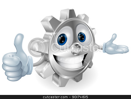 To use this stock image in your creative project, please select the size you need over to the right and click the "Add to Cart" button.
Your downloaded image will come with the Cutcaster watermark removed so don’t worry about the watermark you see on this page. Cog thumbs up mascot illustration stock vector clipart, Illustration of a cute cartoon cog mascot giving a thumbs up by Christos Georghiou