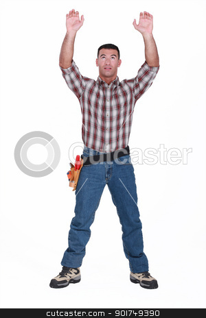 To use this stock image in your creative project, please select the size you need over to the right and click the "Add to Cart" button.
Your downloaded image will come with the Cutcaster watermark removed so don’t worry about the watermark you see on this page. Tradesman reaching for an object stock photo, Tradesman reaching for an object by photography33