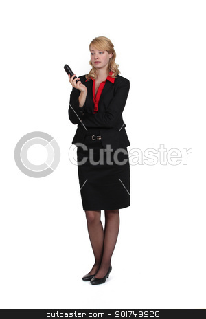 To use this stock image in your creative project, please select the size you need over to the right and click the "Add to Cart" button.
Your downloaded image will come with the Cutcaster watermark removed so don’t worry about the watermark you see on this page. A businesswoman depressed after a phone conversation. stock photo, A businesswoman depressed after a phone conversation. by photography33