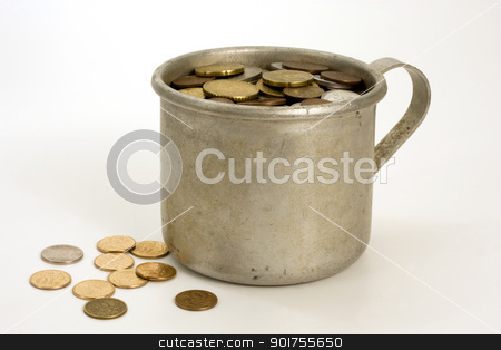 To use this stock image in your creative project, please select the size you need over to the right and click the "Add to Cart" button.
Your downloaded image will come with the Cutcaster watermark removed so don’t worry about the watermark you see on this page. Old aluminum mug and coins. stock photo, Old aluminum mug and coins on white background. by Yury Ponomarev