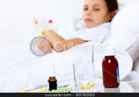 To use this stock image in your creative project, please select the size you need over to the right and click the "Add to Cart" button.
Your downloaded image will come with the Cutcaster watermark removed so don’t worry about the watermark you see on this page. Girl with cold at home stock photo, Little girl with illness at bed at home by Sergey Nivens