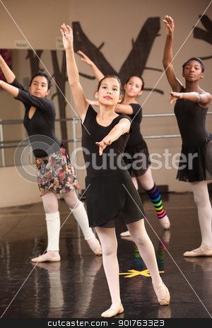 To use this stock image in your creative project, please select the size you need over to the right and click the "Add to Cart" button.
Your downloaded image will come with the Cutcaster watermark removed so don’t worry about the watermark you see on this page. Four Young Ballet Students stock photo, Group of four young Black and Latina dance students by Scott Griessel