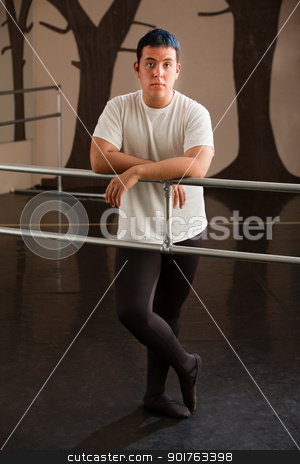 To use this stock image in your creative project, please select the size you need over to the right and click the "Add to Cart" button.
Your downloaded image will come with the Cutcaster watermark removed so don’t worry about the watermark you see on this page. Serious Ballet Dancer stock photo, Serious male teen ballet dancer on railing by Scott Griessel