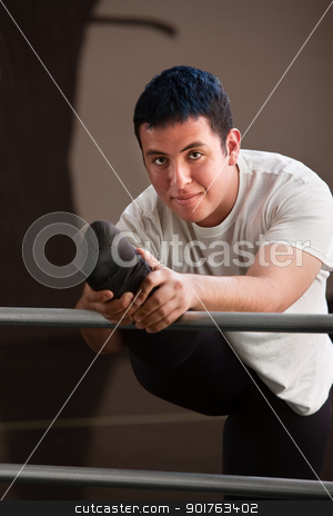 To use this stock image in your creative project, please select the size you need over to the right and click the "Add to Cart" button.
Your downloaded image will come with the Cutcaster watermark removed so don’t worry about the watermark you see on this page. Happy Dancer Stretching stock photo, Smiling young male dancer stretching for practice by Scott Griessel